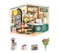 Rolife Super Creator Perfect Romance Café, DIY Miniature House Kit with Light, Plastic Dollhouse Furniture Kit No Glue, Model Building Kit for Adults & Teens, Creative Hobby Gift for Girls