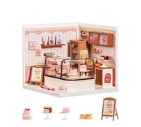Rolife Super Creator Tasty Cake Shop, DIY Miniature House Kit with Light, Snap Together Model No Glue, Collectible Desk Decor, Creative Birthday Gift for Girls & Women