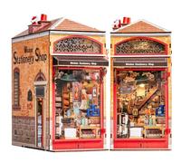 Rolife Wisdom Stationery Shop Book Nook Kit for Adults to Build with Light | Glue-Free DIY Miniature House Kits, 3D Wooden Puzzle, Booknook Library, Dust Cover Bookshelf Decoration, Gift for Crafters