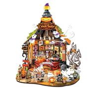 Rolife Wooden Dollhouse Haunted Candy House DIY Miniature House Kit Model Kit Spooky Cute Halloween Miniature House Home Decor Creative gifts for Halloween and Christmas