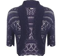 Rolight Chic Ladies Plus Crochet Knitted Short Sleeve Bolero Cardigan Top Shrug Sizes 8-22 Navy Blue