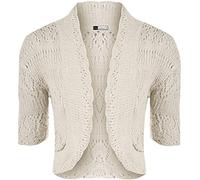 Rolight Chic Ladies Plus Crochet Knitted Short Sleeve Bolero Cardigan Top Shrug Sizes 8-22 Stone