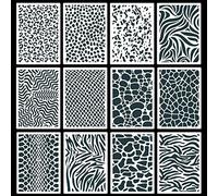 Rolin Roly 12PCS Leopard Painting Stencils Cheetah Print Stencil Animal Skin Template Reusable Stripe Templates for Floors Walls Fabrics Furniture Decor Art 8.3X5.9inch (12Pcs Leopard)