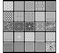 Rolin Roly 25PCS Geometric Painting Stencils Stripe Print Stencil Geometric Patterns Reusable Template for Floors Walls Fabrics Furniture Decor Art5.9cx5.9 (25Pcs Spot)