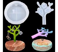 Rolin Roly 2Pcs Resin Tree Bud Mould Ring Display Silicone Moulds Jewelry Storage Epoxy Mold Earring Organizer Tray Molds for DIY Hanging Crafts Casting Christmas Home Decorations