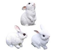 Rolin Roly 3PCS Miniature Garden Figurines Rabbit Mini Animals Landscape Decorations Resin Garden Statues Mini Accessory Ornaments for Easter Home Kitchen Cake Toppers (3PCS)