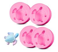 Rolin Roly 4Pcs Fondant Sea Turtle Cake Molds Tortoise Silicone Mold Sea Animal Mould Pink Reusable Moulds for DIY Christmas Chocolate Candy Decorations