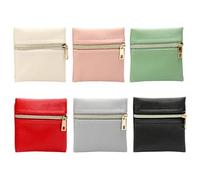 Rolin Roly 6 Pcs PU Leather Jewelry Storage Pouch with Zipper, Small Gift Soft Jewelry Case for Earrings, Bracelets, Necklaces Fashion Jewelry Travel Bag (6 Colors)