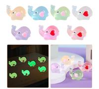 Rolin Roly 7 Luminescent Resin Elephants Mini Cute Luminescent and Loving Resin Elephants for Mini Fairy Tale Garden Landscapes, and Fish Tank Decorations (7PCS)