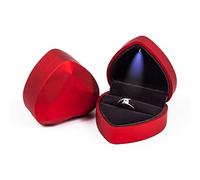Rolin Roly Engagement Ring Box with LED Light Heart Shape Jewelry Gift Box Case Jewelry Display for Wedding Birthday Proposal and Anniversary