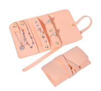 Rolin Roly Leather Jewelry Roll,Portable Jewelry Storage Travel Jewel Bag for Necklace Bracelets,Ring, Gifts for Women (Pink)