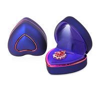 Rolin Roly Pendant Box with LED Light Royal Blue Heart Shape Velvet Box Storage Jewelry Boxes Display Necklace Gift Case for Organizer Engagement Anniversaries Weddings