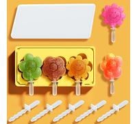 Rolin Roly Popsicle Silicone Moulds Ice Cream Flower Mold with Lid Reusable Sunflower Cakesicle Mould Ice Pop Maker Yellow Molds for Candy DIY Lolly