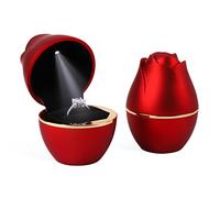 Rolin Roly Red Ring Box with LED Light Rose Jewelry Ring Case Jewellry Display Gift Boxes for Proposal Wedding Ring Box Ceremony Engagement Proposal Anniversary