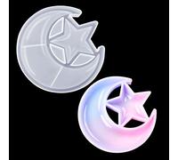 Rolin Roly Resin Moon Star Mould Dish Casting Silicone Moulds Serving Board Epoxy Mold 3D Large Tray Molds Jewelry Crafts Pendant for DIY Storage Plate Craft Home Decor