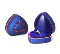 Rolin Roly Ring Box with LED Light Engagement Velvet Gift Rings Box Jewelry Displays Boxes Heart Shaped Ring Box for Proposal Weddings Birthday Anniversary (Royal Blue Heart Ring Box)