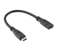 Roline 11.02.9015 USB cable USB-C plug USB-C socket 0.15m Black Sh...