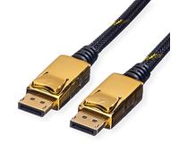 ROLINE GOLD Displayport Cables Transfer of monitor • Beamer • Graphics card Nylon sheath in black DP M / M Plug-Plug 2 m