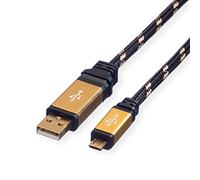 ROLINE GOLD USB 2.0 cable | Type AB connector Micro USB Charger Cable for Smartphone and Tablet 1.8m