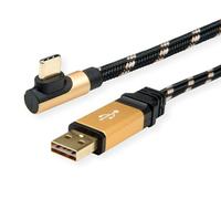 ROLINE Gold USB 2.0 cable, USB A reversible, ST - USB C ST 90° angled, 0.8 m