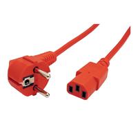 Roline Power Cable Red 1.80m IEC C13 Angled Safety Plug 19.08.1010