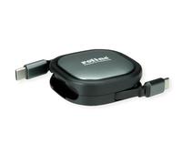 Roline Retractable USB 2.0 Cable, C-C ST/ST, Black, 1.2 m