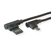 ROLINE USB 2.0 Cable Angled Type A rev - Micro B ST/ST Black 0.8 m