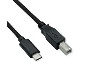 ROLINE USB 2.0 Type C Cable, C - B, ST/ST, Black, 1.8 m