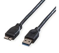 ROLINE USB 3.2 Gen 1 Cable, A ST - Micro B ST, Black, 0.15 m