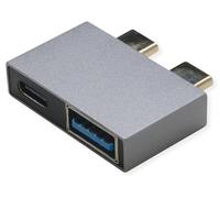 ROLINE USB 3.2 Gen 2 Adapter, 2 x USB Type C - 1 x Type A + 1 x C, ST/BU, Silver