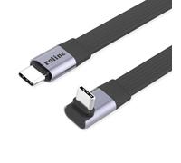 ROLINE USB4 2.0 Flat Cable, C-C, ST/ST Single Sided 270° Angled, 8K UHD-2, 80Gbit/s, 240W, Black, 0.8 m