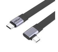 ROLINE USB4 2.0 Flat Cable, C-C, ST/ST Single Sided 90° Angled, 8K UHD-2, 80Gbit/s, 240W, Black, 0.13 m