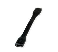 ROLINE USB4 Gen3x2 Kabel, Emark, Flach, C-C, St/BU, 40Gbps, 100W, Schwarz, 11.5cm