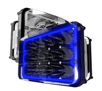ROLINGER 4PCS 4X6 LED Headlight Assemblies Hi/Lo Sealed Beam with Blue Halo Lights Rectangular H4651 H4652 H4656 H6545 Headlamp for Peterbilt Kenworth Freightliner