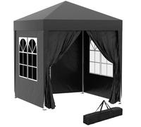 Rolipo 2x2m Pop Up Gazebo with Curtain Walls & Windows, Black Rolipo Black