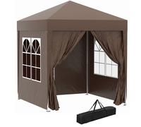 Rolipo 2x2m Pop Up Gazebo with Curtain Walls & Windows, Coffee in Brown Rolipo Brown