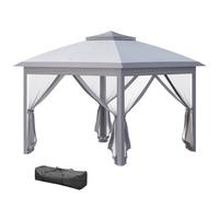 Rolipo 3.3x3.3m Pop Up Gazebo Double Roof with Mesh Sidewalls, Grey Rolipo Grey