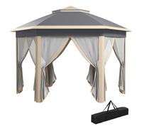 Rolipo 3x4m Hexagon Pop Up Gazebo with Netting, Khaki Rolipo Khaki
