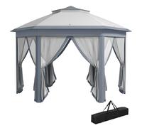 Rolipo 3x4m Metal Frame Hexagon Gazebo with Curtains, Grey Rolipo Grey