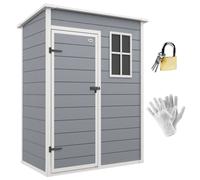 Rolipo 5 x 3ft Plastic Garden Shed with Floor, Window & Vent, Grey Rolipo Grey