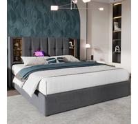 Rolipo Grey Upholstered 5FT King Size Ottoman Bed with Wireless Charging Rolipo Grey