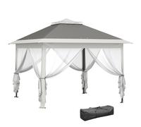 Rolipo Pop Up Gazebo with Double Roof & Mesh Sidewalls, Dark Grey Rolipo Dark Grey