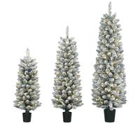 Rolipo Prelit Snowy Flocked Artificial Christmas Tree Set of 3 3FT+4FT+5FT Rolipo Multicolor