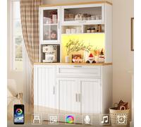 Rolipo Tall Display Cabinet with LED Lighting 180cm Storage White/Black in White Rolipo White