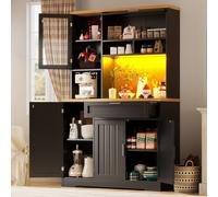 Rolipo Tall LED Display Cabinet with Glass Doors 180cm White Black Rolipo Black
