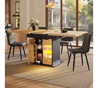 Rolipo Telescopic Extendable Dining Table for 4-6 People with LED in Black Rolipo Black