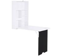 Rolipo Wall-Mounted Drop Leaf Desk With Chalkboard & Storage Shelf in White Rolipo White