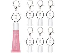 Rolitwils Keychain Holder for Lip Gloss Summer Fridays - Lip Balm Holder Keychain - Portable Lipgloss Case with Keyring, White-6 P, 0.5 x 1.5 x 0.75 inches