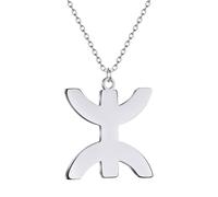 ROLIZHN Berbers Symbol Pendant Necklace Amazigh Letter Yaz Stainless Steel Ethnic Amulet Women Necklace (Silver)