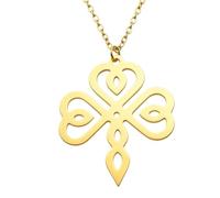 ROLIZHN Celtic Knot Four Leaf Clover Necklace, Hollow Irish Endless Knot Stainless Steel Pendant, Luck Faith Jewelry Gift for Women (Gold)